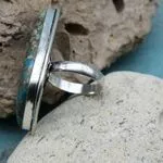Кольцо из серпебра и натуральной хризоколлы