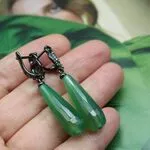 Серьги с зелеными камнями - зеленый агат