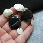 Стильные серьги с крупными камнями - черный агат