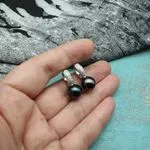 Серебряные серьги с жемчугом - черный жемчуг