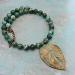 авторские украшения с натуральными камнями - зеленый агат