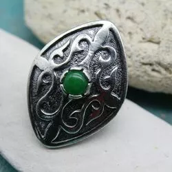 Серебряное кольцо с темно-зеленым хризопразом