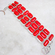 Браслет из коралла,  серебро 925