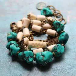 Браслет из самородков говлита, кости , бронзы