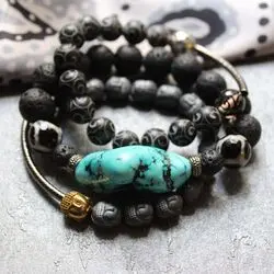 Стильные браслеты из бирюзы, лавы и агата