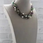 Многорядное ожерелье из жемчуга и полудрагоценных камней