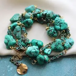 Браслет из самородков бирюзы