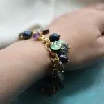 Авторский браслет из самоцветов - жемчуг, аметист, перламутр