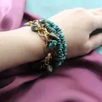 Многорядный браслет с бирюзой