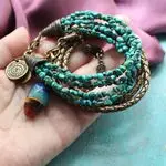 Многорядный браслет с бирюзой