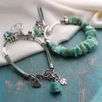 Стильные браслеты с натуральными камнями - амазонит, перламутр, жемчуг