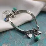 Браслет из натуральной кожи с натуральными камнями