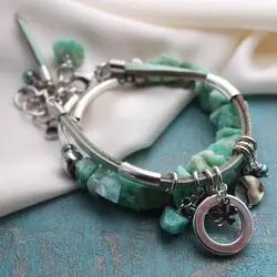 Браслеты из амазонита, жемчуга, кожи