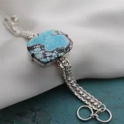 Браслет с крупной бирюзой