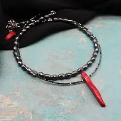 Серебряное колье с кораллом