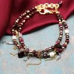 Авторские украшения с камнями - гранатовый, рубиновый браслет