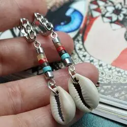 Серьги из микса камней и ракушек