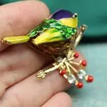 Брошь птичка, брошь с эмалью