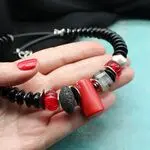 Авторские украшения с камнями - коралл, турмалин, агат