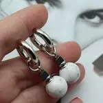 Серьги серебряные с кахолонгом