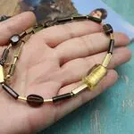 Колье с венецианским стеклом, раухтопазом, перламутром