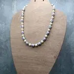 Модные украшения - колье Гжель с жемчугом