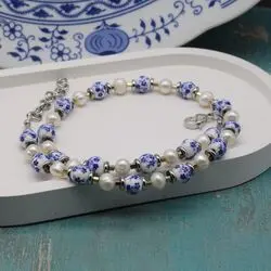Колье Гжель с жемчугом