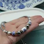 Колье с фарфоровыми бусинами, жемчугом