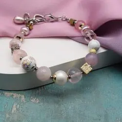 Браслет с розовым кварцем