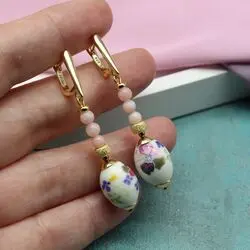 Серьги с фарфоровыми бусинами