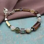 Браслет с натуральными камнями - агат, халцедон, раухтопаз