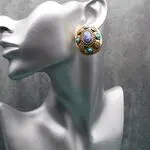 Крупные стильные серьги с камнями - содалит, бирюза