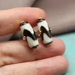 Серьги с бусинами Дзи - серьги с агатом