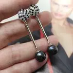 Длинные серьги с черным жемчугом