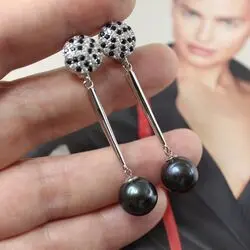 Серьги с черным жемчугом