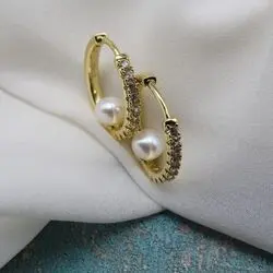 Серьги конго с натуральным жемчугом