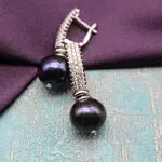 Серьги с натуральным жемчугом - черный жемчуг