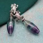 Серьги с лягушками и флюоритом