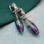 Авторские украшения - серьги с лягушками и камнями