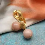 Серьги с розовыми камнями - солнечный камень