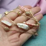 Сотуар с розовым кораллом и жемчугом